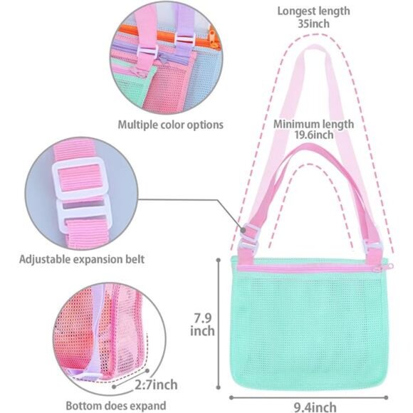 Beach Toy Mesh Beach Bag Kids Shell Collecting Bag Beach Sand Toy Seashell Bag - Picture 4 of 6